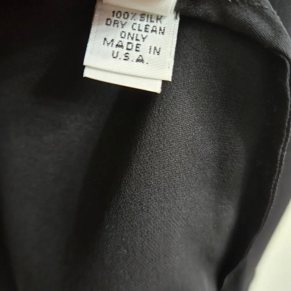 C Major Womens Black Silk Blouse Size 4 Sheer Corpcore Whimsigoth Fairy Grunge - Picture 8 of 10